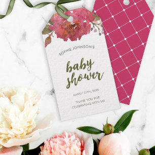 Étiquettes-cadeau Balise de Baby shower Floral Aquarelle violette Fa