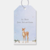 Étiquettes-cadeau Balise de cadeau de cerf pour la scène hivernale (Devant)