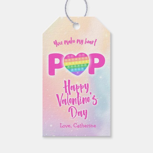 Étiquettes-cadeau Balise de cadeau de Mon coeur Pop Valentine (Devant)