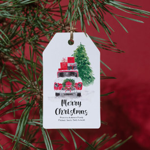 Étiquettes-cadeau Balise de cadeau Joyeux Noël voiture et arbre de N