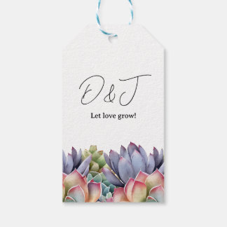 Étiquettes-cadeau Balise de cadeau Mariage Succulent "Let Love Grow"