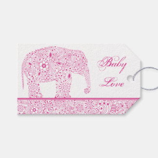 Étiquettes-cadeau Balise de cadeau Pink Baby Love Elephant
