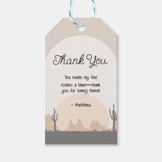 Étiquettes-cadeau Balise de cadeau pour le premier rodéo occidental  (Devant)