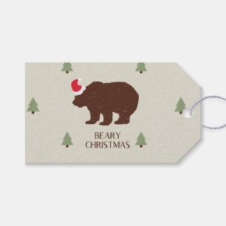 Étiquettes-cadeau Balise de cadeau Rustique Père Noël Bear Forest Ca