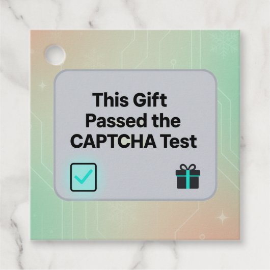 Étiquettes Cadeau Balise de cadeau technique amusant - "Test CAPTCHA (Devant)