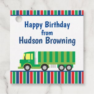 Étiquettes Cadeau Balise de carte cadeau Green Semi Truck Personnali