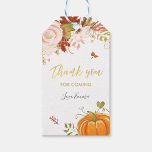 Étiquettes-cadeau Balise de Citrouille floral Faveur Automne Merci d