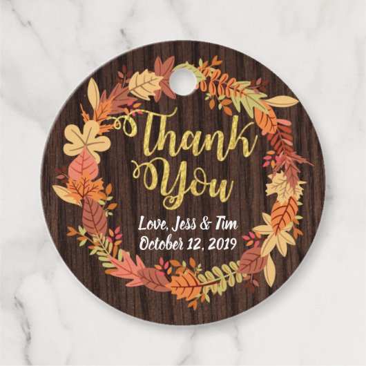 Étiquettes Cadeau Balise de faveur de automne. Thanksgiving wreath b (Devant)