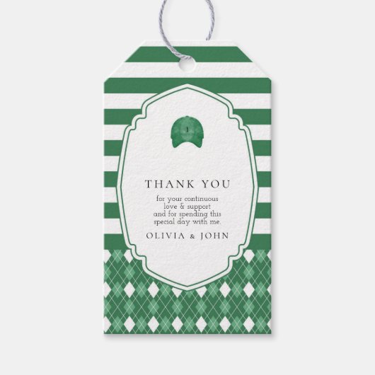 Étiquettes-cadeau Balise de faveur du rectangle de golf vert (Devant)