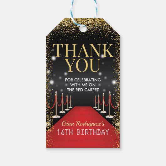 Étiquettes-cadeau Balise de fête d'anniversaire VIP Pass, Hollywood (Devant)