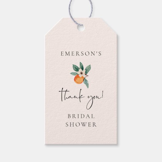 Étiquettes-cadeau Balise de Fête des mariées Orange Blossom Favor Gi (Devant)