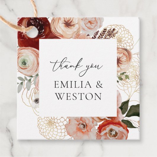 Étiquettes Cadeau Balise de mariage bohème d'automne Favor (Devant)