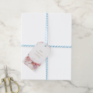 Étiquettes-cadeau Balise de mariage romantique à fleurs rose de prin
