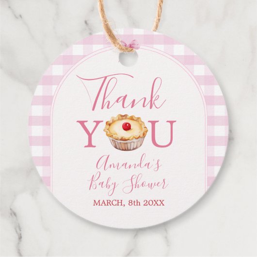 Étiquettes Cadeau Balise de Merci à En vichy croûte rose Favoriser (Dos)