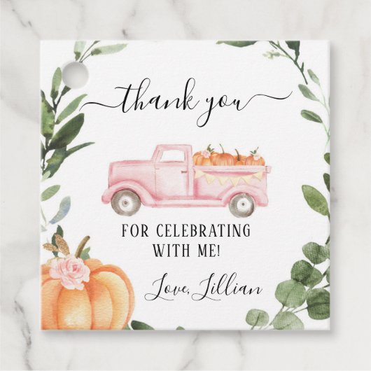 Étiquettes Cadeau Balise de Merci Citrouille floral (Devant)