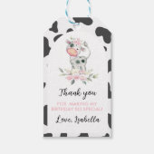 Étiquettes-cadeau Balise de Merci d'anniversaire de la vache sainte (Devant)