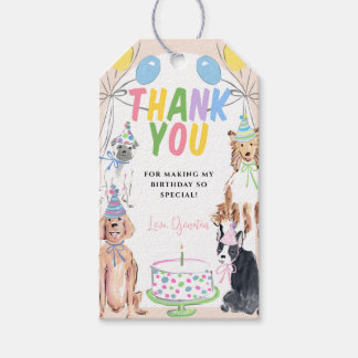 Étiquettes-cadeau Balise de Merci d'anniversaire de Pawty Dog