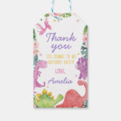 Étiquettes-cadeau Balise de Merci d'anniversaire fille Dinosaur (Devant)