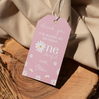 Étiquettes-cadeau Balise de Merci d'anniversaire rose pâle