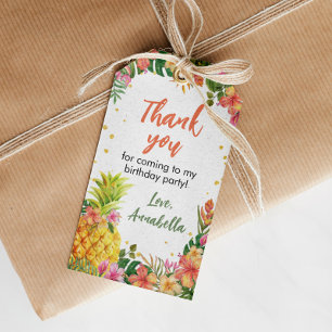 Étiquettes-cadeau Balise de Merci d'anniversaire tropical floral