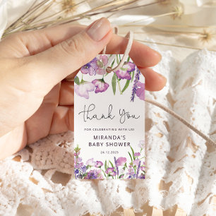 Étiquettes-cadeau Balise de Merci de Baby shower Fleur sauvage viole