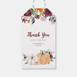 Étiquettes-cadeau Balise de Merci de Citrouille floral de Blush et M