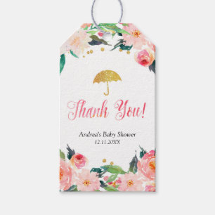 Étiquettes-cadeau Balise de Merci de douche d'avril Gold Floral