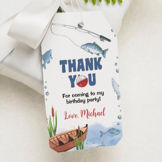 Étiquettes-cadeau Balise de Merci de fête d'anniversaire de pêche