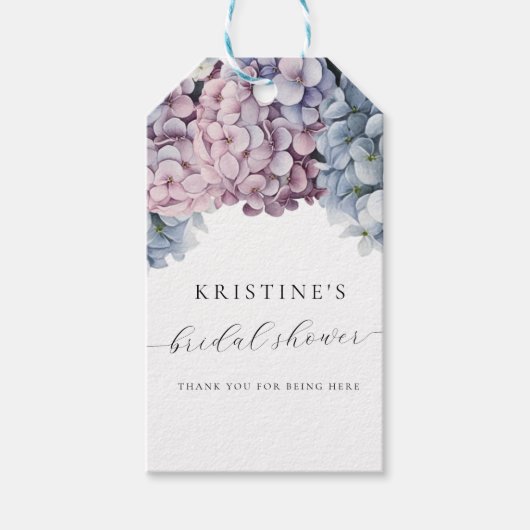 Étiquettes-cadeau Balise de Merci de Fête des mariées Hydrangea (Devant)