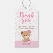 Étiquettes-cadeau Balise de Merci d'ours pour bébé mignonne (rose) (Devant)