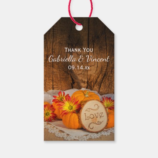 Étiquettes-cadeau Balise de Merci Mariage de automne Citrouille rust (Devant)