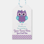Étiquettes-cadeau Balise de Merci Turquoise de hibou pourpre personn (Devant)