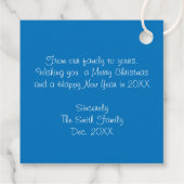 Étiquettes Cadeau Balise de Noël carré (Bleu) (Dos)