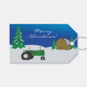 Étiquettes-cadeau Balise de Noël Green Tractor & Grange (Devant (Horizontal))