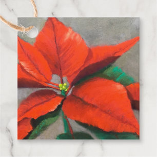 Étiquettes Cadeau Balise de Noël Poinsettia