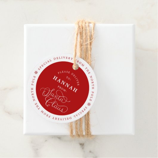 Étiquettes Cadeau Balise de nom de Noël de Père Noël (En situation)