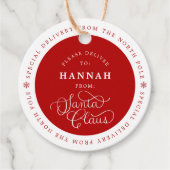 Étiquettes Cadeau Balise de nom de Noël de Père Noël (Devant)