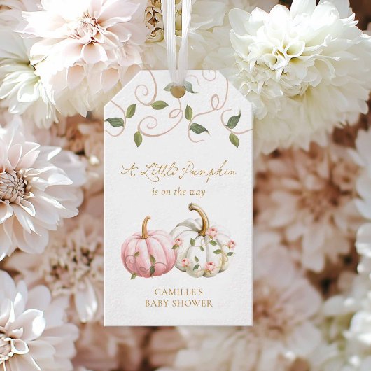 Étiquettes-cadeau Balise de préférence Baby shower Citrouille rose