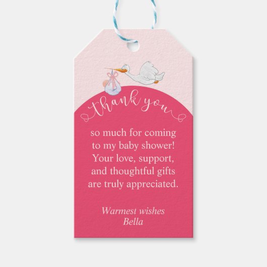 Étiquettes-cadeau Balise de préférence Baby shower rose (Devant)