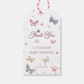 Étiquettes-cadeau Balise de préférence Baby shower rose pour papillo (Devant)