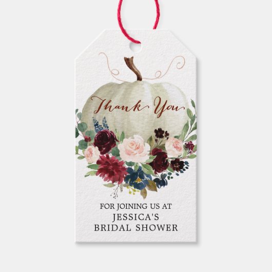 Étiquettes-cadeau Balise de préférence Citrouille de douche d'automn (Devant)