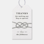 Étiquettes-cadeau Balise de préférence de mariage de noeud illustrée (Devant)