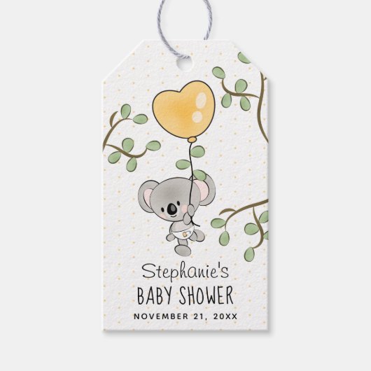 Étiquettes-cadeau Balise de préférence du Baby shower Koala Eucalypt (Devant)