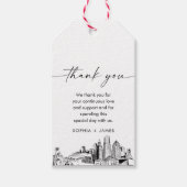 Étiquettes-cadeau Balise de préférence du Mariage Miami Skyline Merc (Devant)