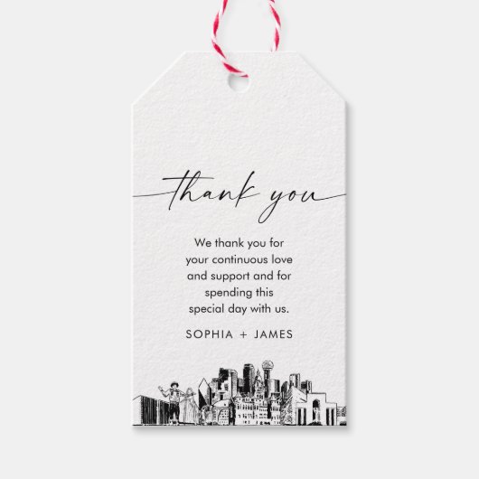 Étiquettes-cadeau Balise de préférence du Merci Mariage Dallas Skyli (Devant)