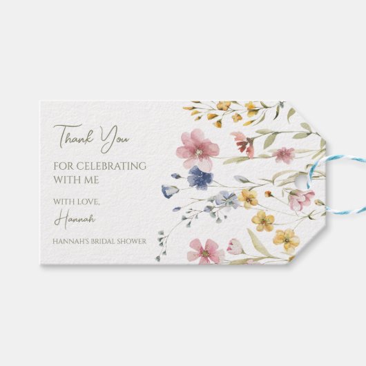 Étiquettes-cadeau Balise de préférence du parti Fleur sauvage Boho (Devant (Horizontal))