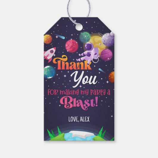 Étiquettes-cadeau Balise de préférence pour l'anniversaire de l'espa (Devant)