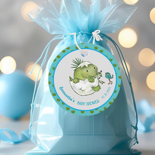 Étiquettes Cadeau Balise de préférence pour le Baby shower Dino d'éc