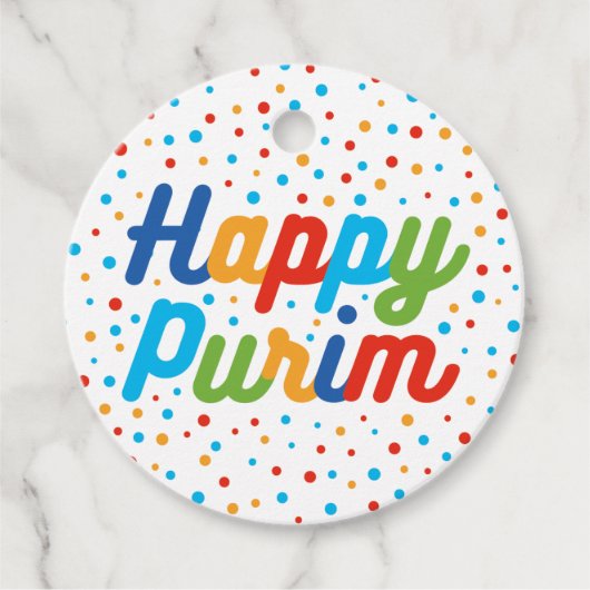Étiquettes Cadeau Balise de préférence Purim circulaire (Devant)