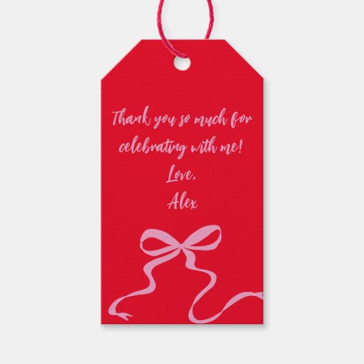 Étiquettes-cadeau Balise de préférence rouge moderne (Devant)